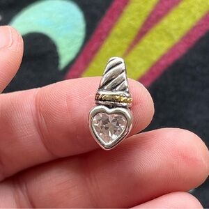 VTG 90’s Heart Sterling Silver 925 Gold Plated Slider Pendant Charm